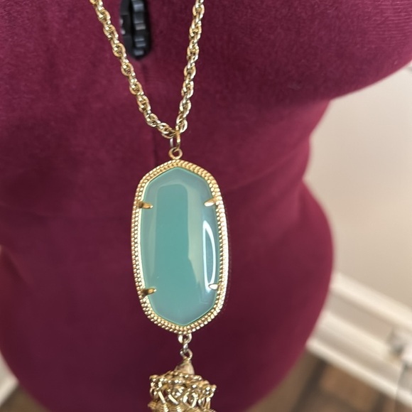Retired Kendra Scott Rayne Gold Sea Green/Blue Necklace - Picture 3 of 7